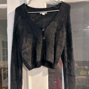 Women’s Aeropostale fluffy off the shoulder long sleeve sweater, size medium